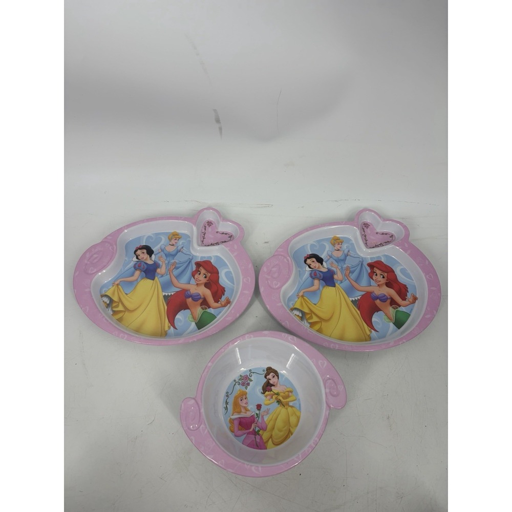 VTG Y2K Disney Princess Melamine Divided Plates Bowl Zak Designs Dinnerware Set
